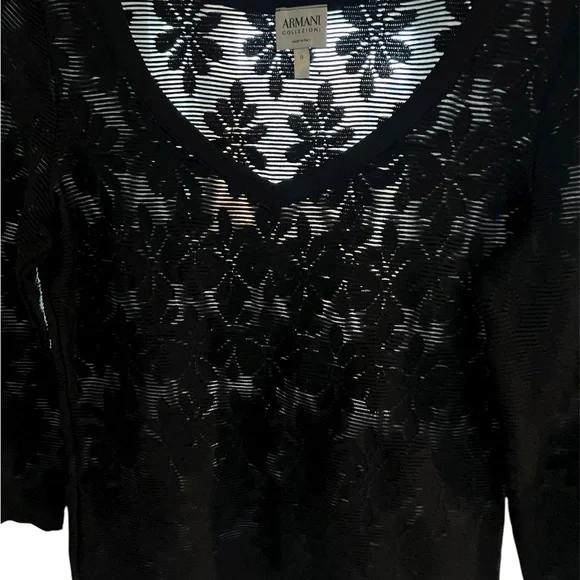 Vintage Armani Collezioni Italy Lace Top Women's Size 8 Romantic Edgy Party Glam - Picture 5 of 5